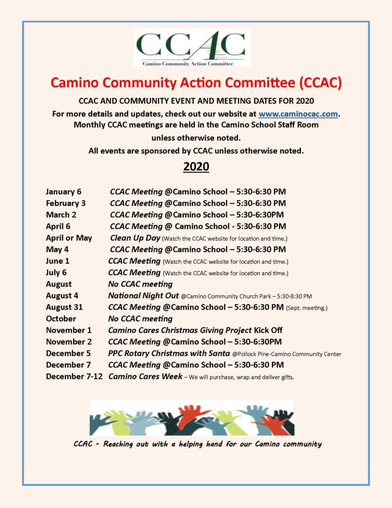 CCAC2020CalendarTan CCAC Working Together for Camino